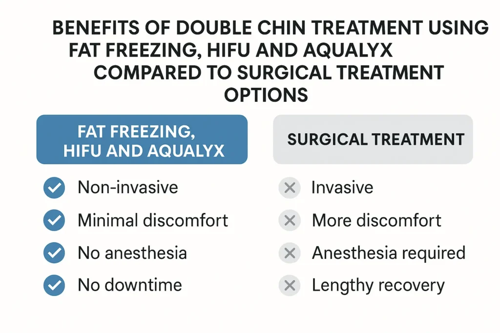 Graphic about the benefits of double chin treatment Sutton in Ashfield - from LA LIPO