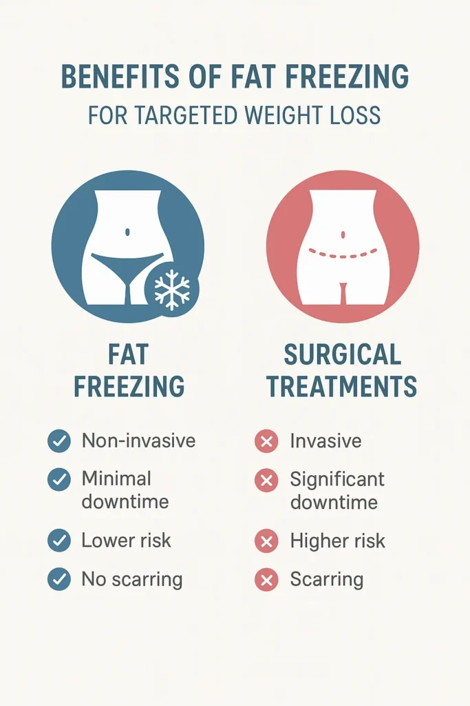 graphic showing the benefits of fat freezing Sutton in Ashfield