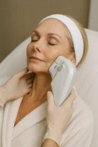 Woman receiving HIFU non surgical facelift treatment Sutton in Ashfield