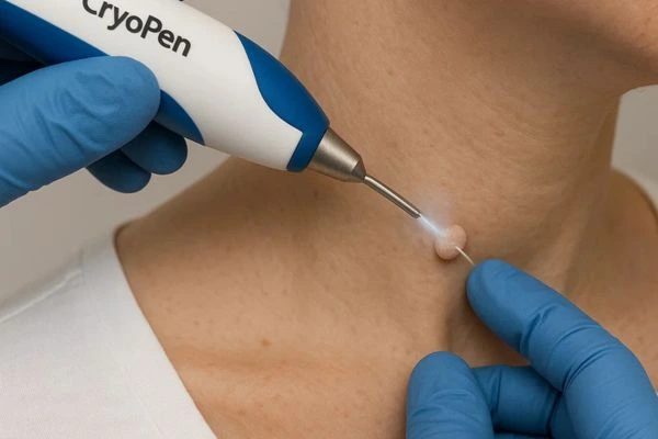 Person receiving Cryotherapy skin tag removal Sutton in Ashfield