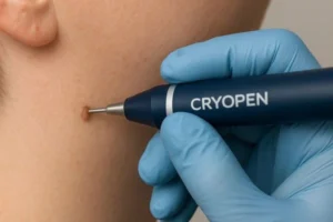 Person receiving skin tag removal Sutton in Ashfield