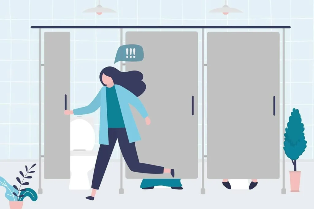 graphic of Urine incontinence Sutton in Ashfield woman running to the toilet.