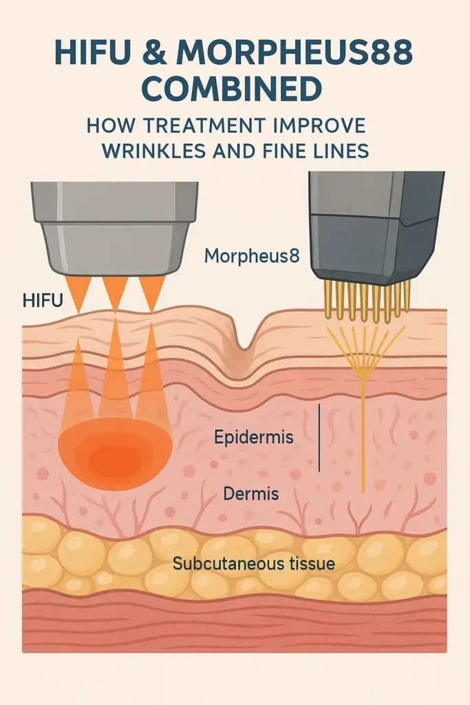 Diagram showing HIFU & Morpeus8 Sutton in Ashfield and the benefits for reduction in wrinkles and fine lines